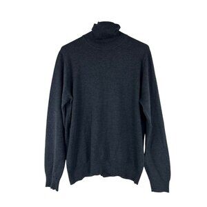 Toscano Firenze Men's M Black Turtleneck Sweater 100% Extra Fine Merino Wool